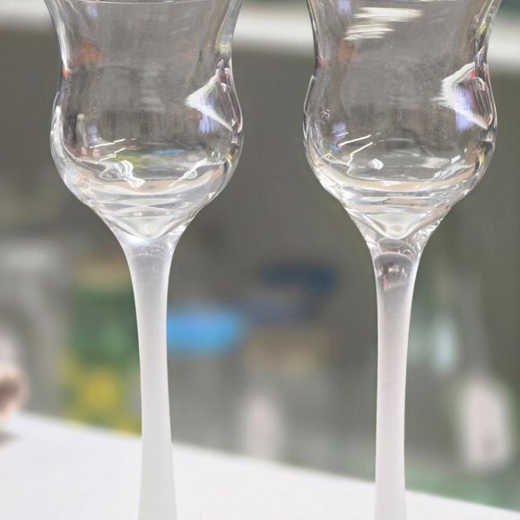 Frosted Glass Long Stemmed Candle Tealight Holders Votive - Picture 2 of 8